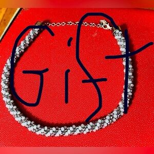 GIFT - CUSTOMER LIM JEWELERS Vintage Sparkly Blue & Silver Beaded Necklace, EUC